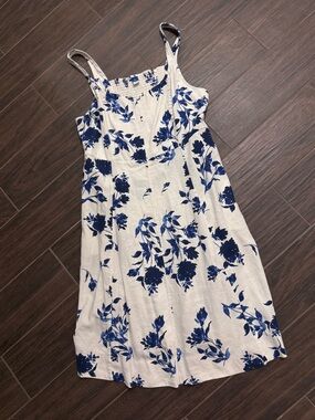 Old Navy White Dress with Blue Floral Print